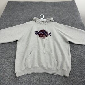 Vintage Hard Rock Hotel Hoodie Mens XXL Grey Cotton Blend Las‎ Vegas Pullover
